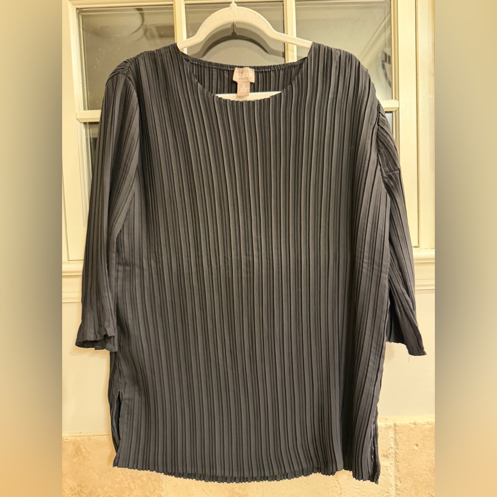 Chico's Black Pleated Blouse